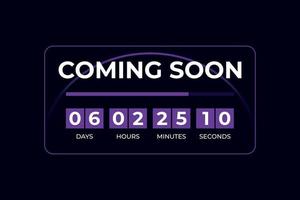 Coming soon text with countdown clock motion effect vector