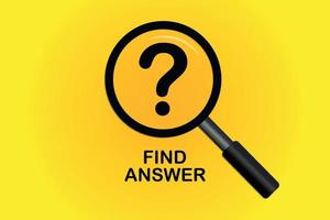 Find answer text with Magnifying glass and question mark vector