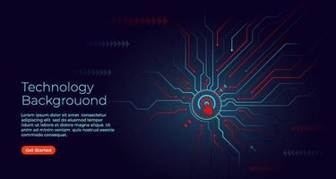 Abstract dark technology background with circuit diagram lines vector