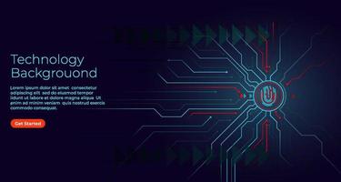 Abstract dark technology background with circuit diagram and fingerprint vector