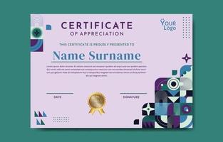 plantilla de diseño de certificado moderno plano púrpura vector