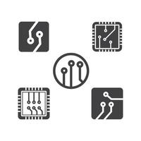 circuit board line,cpu,chip icon logo illustration vector