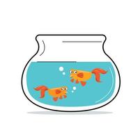 fish bowl with goldfish vector illustration