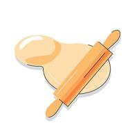 homemade dough with rolling pin vector illustration