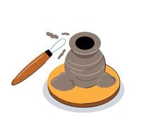 pottery making with tools vector illustration