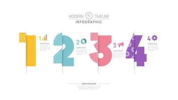 plantilla de diagrama de línea de tiempo de infografía para negocios. Hoja de ruta moderna de 4 pasos con temas circulares, para infografías vectoriales, diagramas de flujo, presentaciones. vector