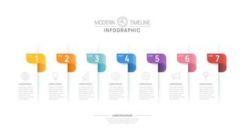 plantilla de diagrama de línea de tiempo de infografía para negocios. Hoja de ruta moderna de 7 pasos con temas circulares, para infografías vectoriales, diagramas de flujo, presentaciones. vector