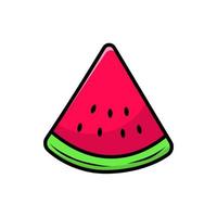 Slice of watermelon vector illustration with a cute hand-drawn style isolated on white background