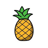 ilustración de vector de piña con estilo colorido dibujado a mano aislado sobre fondo blanco