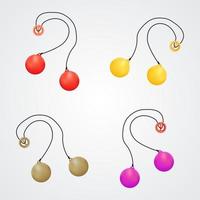 Indonesian clackers traditional toys illustration with multiple colors on isolated background vector