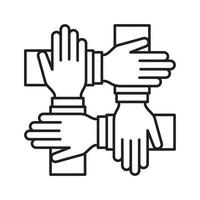 Four hands icon flat design vector illustration.