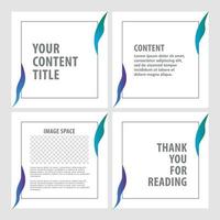 White colored social media template decorated by blue gradient accents. Suitable for microblog or carousel post style. vector