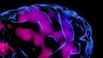 vliegend in de omgeving van menselijk hersenen hologram - denken werkwijze concept video