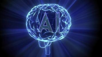 holograma giratorio del cerebro humano - inteligencia artificial, concepto de proceso de pensamiento video