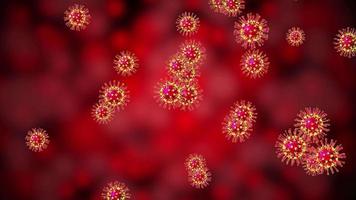 Falling Coronavirus, Covid-19 Virus Molecules, Red Background video