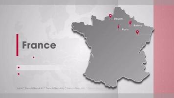 Map of France with the most important cities video