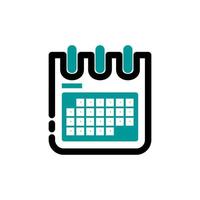 Calendar time schedule icon vector illustration logo template. Turquoise color.