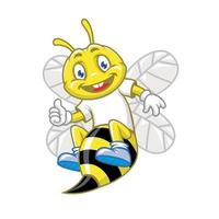 pequeña abeja con pose de pulgar hacia arriba vector