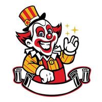 cute funny clown with blank banner for text vector
