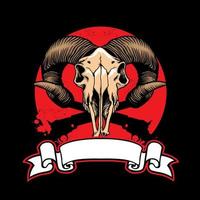 Goat skull head with crossed guns vector