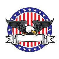 eagle grip a ribbon with US flag as background vector