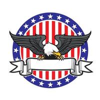 eagle grip a ribbon with US flag as background vector