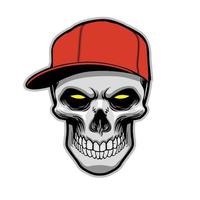 skull head wearing a hat vector