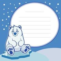 feliz bebé oso polar sentado en el hielo vector