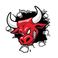 bull breaking the head wall vector