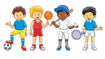kids in various sport activity vector