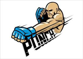 mma fighter punching vector