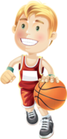 Cartoon boy playing basketball png