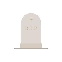 Ilustración de diseño plano de lápida aislado sobre fondo blanco. icono de lápida para ilustración de cementerio y cementerio vector