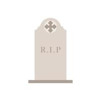 Ilustración de diseño plano de lápida aislado sobre fondo blanco. icono de lápida para ilustración de cementerio y cementerio vector