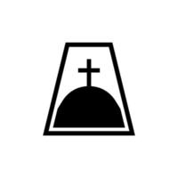 cruz cristiana en la ilustración de vector de símbolo de colina. cruces de calvario, colina y montaña con el logo de la santa cruz cristiana, iglesia católica en el paisaje natural.