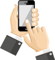 business hand holding mobile phone png