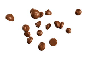 caída de chispas de chocolate cubierto de cacao aislado png