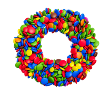 Letra o de caramelos multicolores del arco iris festivo aislado png