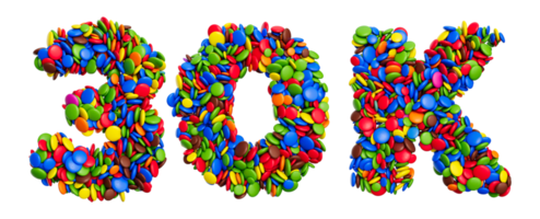 30k aime les bonbons arc-en-ciel multicolores 30000 festifs isolés png