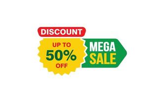 50 Percent MEGA SALE offer, clearance, promotion banner layout with sticker style. vector