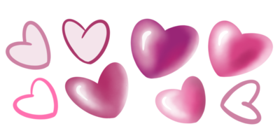 Pink hearts digital clipart png