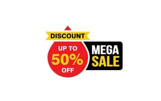 50 Percent MEGA SALE offer, clearance, promotion banner layout with sticker style. vector