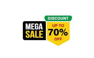 70 Percent MEGA SALE offer, clearance, promotion banner layout with sticker style. vector