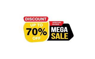 70 Percent MEGA SALE offer, clearance, promotion banner layout with sticker style. vector