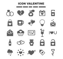 Establecer icono de San Valentín en color negro vector
