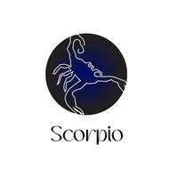 Astrological zodiac sign Scorpio in line art style on dark blue Zodiak astrology symbol vector