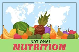 International nutrition week day with fruit and vegetable vector