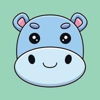 cute hippo head cartoon mascot doodle art hand drawn outline concept vector kawaii icon illustration