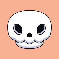 cute skull head cartoon mascot doodle art hand drawn outline concept vector kawaii icon illustration