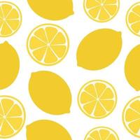 Seamless pattern of yellow lemon. Vector illustration isolated on a white background.